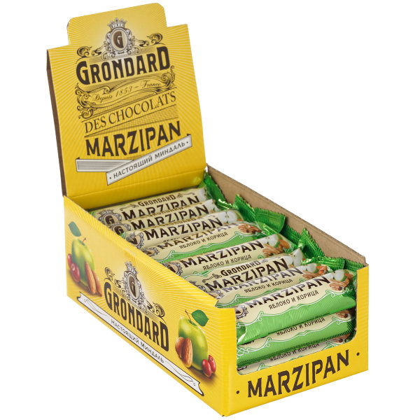 №1 TM Grondard     (9388) Батончики глазированные Марципановые Яблоко-Корица, (24шт по 50г)     в Краснотурьинске